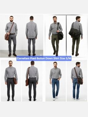 Corneliani Plaid Button Down Shirt Size S/M